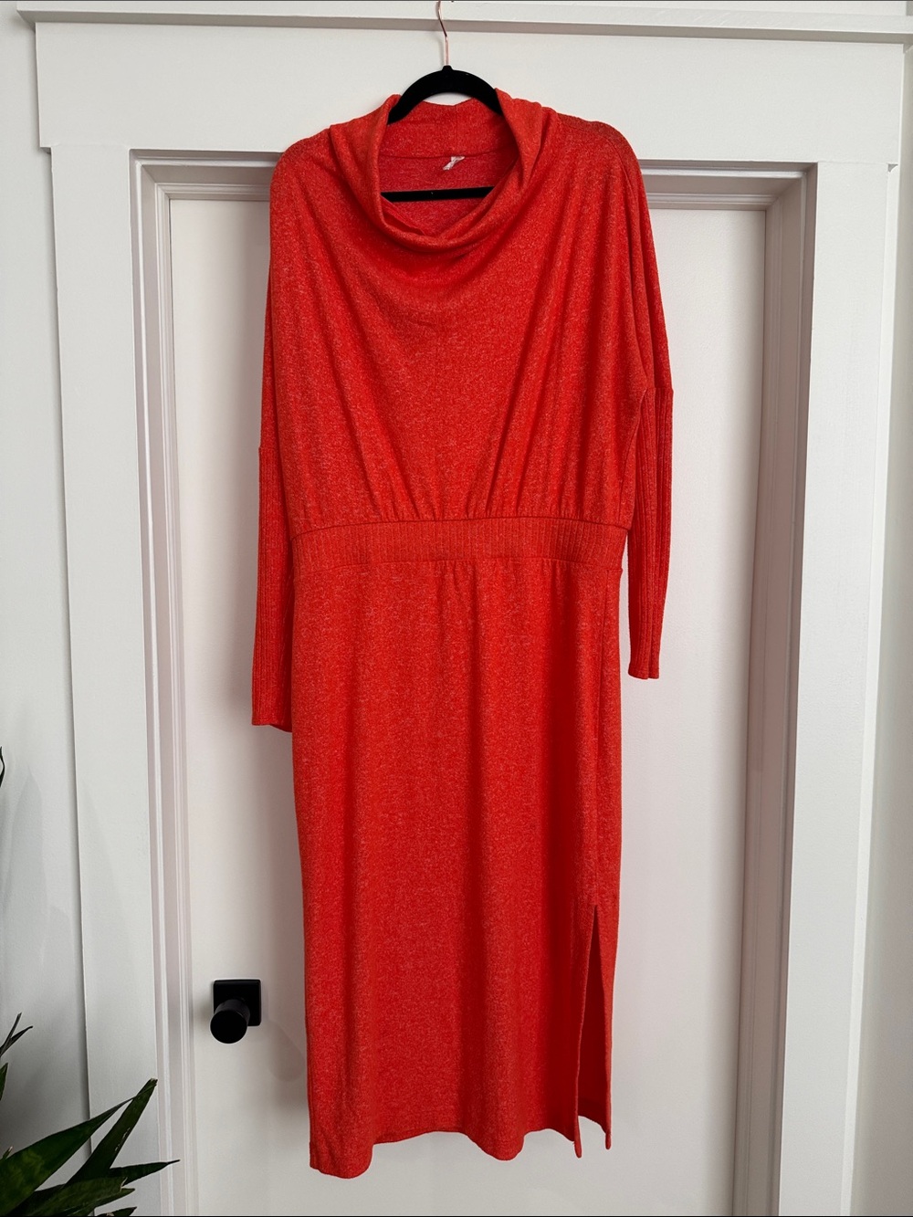 Daily Practice Orange Cowl Neck Long Sleeve Dress
